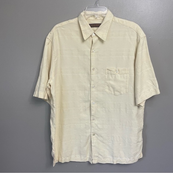 Tori Richard Other - Tori Richard Mens Large Hawaiian Shirt Button Up Yellow Floral Embroidered Silk